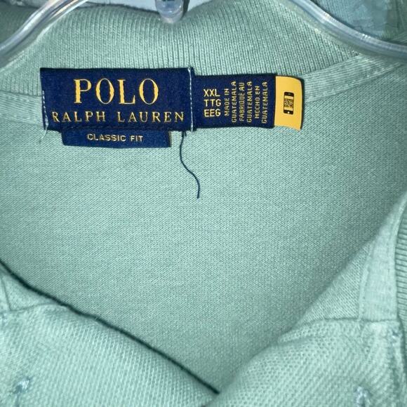 Ralph Lauren Men Heathered Green Classic Polo XXL Short Sleeve Pique Cotton Prep - Picture 3 of 3